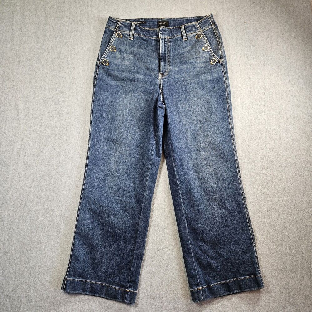 Talbots Womens Sailor Jeans 12p Simply Flattering 5-Pocket Y2K Wide Leg Nautical